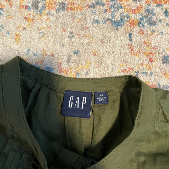 Gap olive green cotton eyelet midi button-down dress - Picture 4 of 11